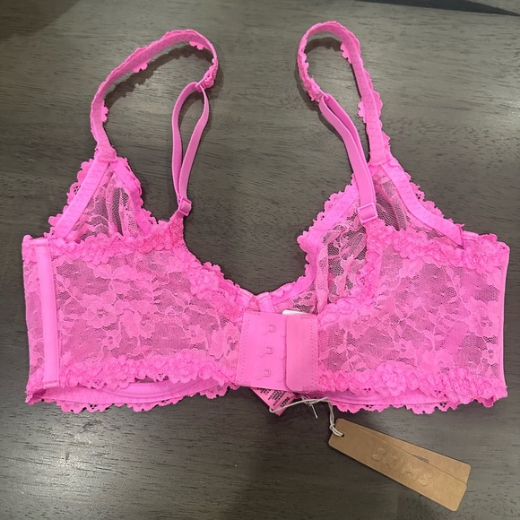 SKIMS Stretch Lace Intimates Underwire Scoop Pink Bra Size 32DDD - Picture 2 of 7